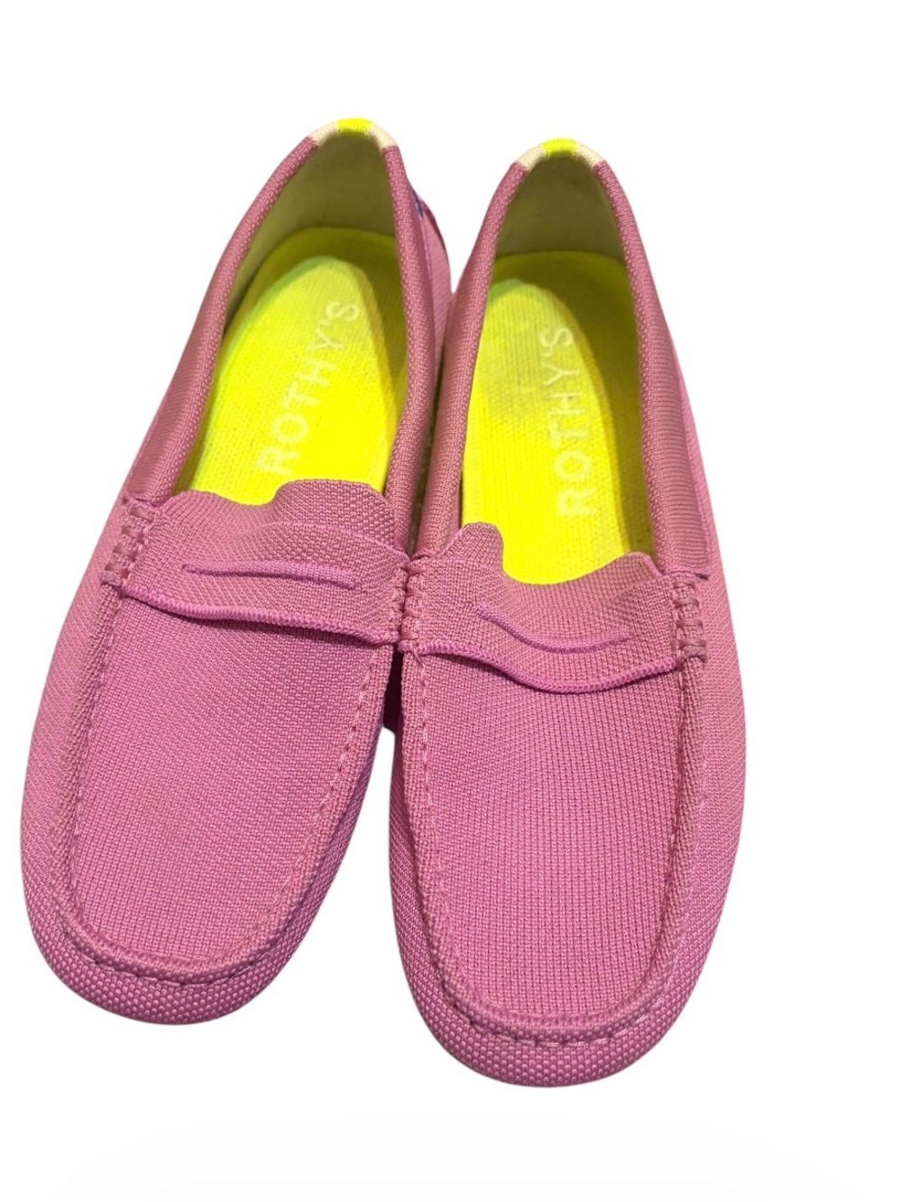 Rothy’s The Daily Driver Pink Knit Loafers Women’s 9 Driving Moc Flats preppy - Picture 2 of 9